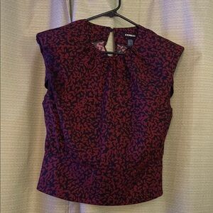 Express Red Fitted Cap Sleeve Blouse